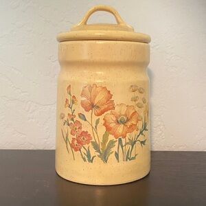 Vintage Treasure Craft Ceramic Wildflower Canister in Soft Yellow